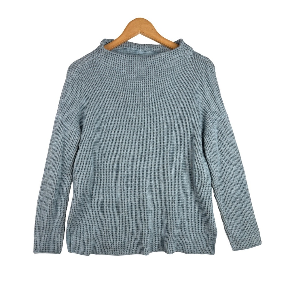 Eileen Fisher Waffle Knit Organic Cotton Blend Pullover Sweater size Small Petit